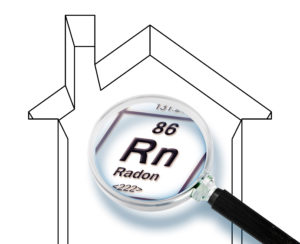Haus das per Lupe auf Radon untersucht wird