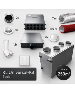 RL Zentrale Lüftungsanlage mit Wärmerückgewinnung - Universalkit (BASIC) (100 m²- 250m² | bis zu 6 Räume)