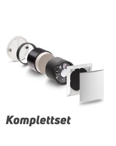 Lunos e2 Lüftung mit Wärmerückgewinnung im Komplettset (Einschub / Innenblende / Rundkanal / Aussengitter)