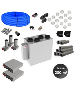 RL 200ZA – zentrale Lüftungsanlage mit Wärmerückgewinnung (Komplett-Montage-Set für bis zu 200m²)