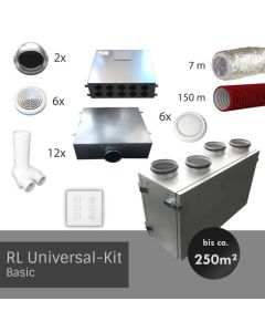 RL Zentrale Lüftungsanlage mit Wärmerückgewinnung - Universalkit (BASIC) (100 m²- 250m² | bis zu 6 Räume)